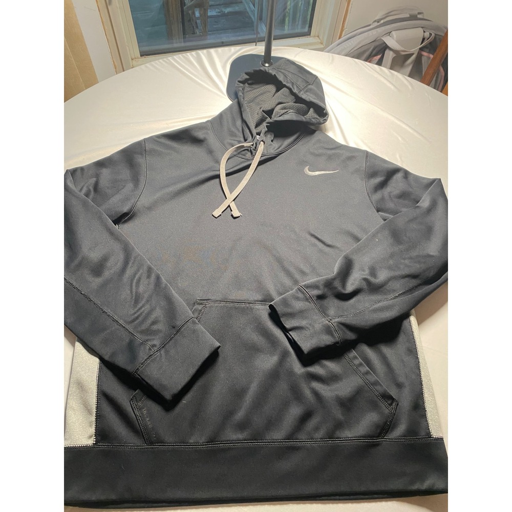 Nike Therma-FIT Hoodie Mens Large Black Grey Pullover Sweatshirt 465784-015